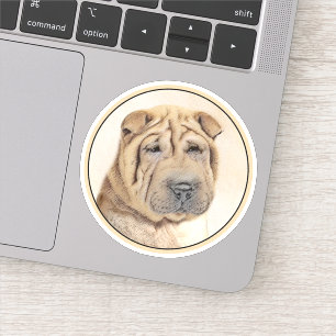 Shar Pei-schildering - Cute Original Dog Art Sticker
