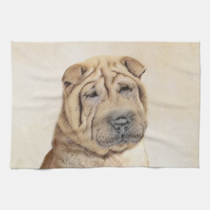 Shar Pei-schildering - Cute Original Dog Art Theedoek