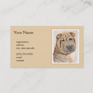 Shar Pei-schildering - Cute Original Dog Art Visitekaartje
