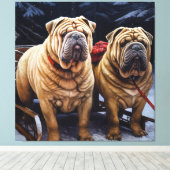 Shar Pei Sneeuw slee Christmas decoratie (Insitu (Houten vloer))