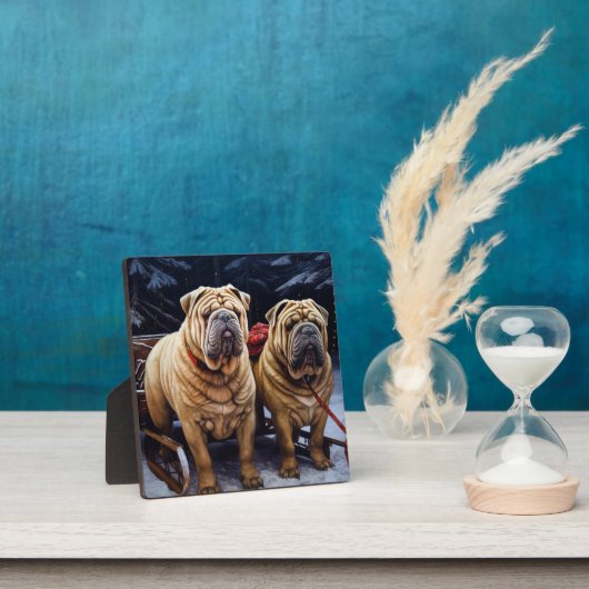 Shar Pei Snowy Sleigh Kerst Decor Fotoplaat (Insitu)
