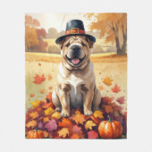 Shar Pei verlaat Thanksgiving kunst Fleece Deken (Voorkant)