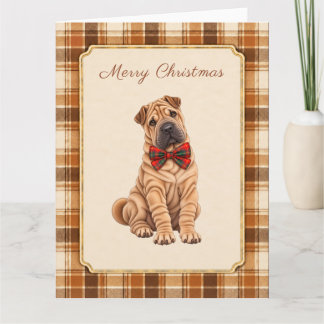 Shar Pei Winter Kerstmis Tartan Kaart