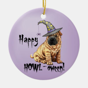 Shar-Pei Witch Ceramic Ornament