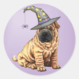 Shar-Pei Witch Heart Sticker