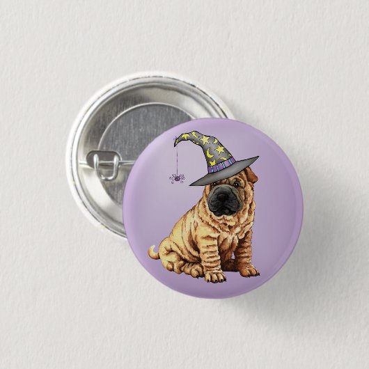 Shar-Pei Witch Pinback Button (Voorkant /achterkant)