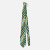 Shards Geometric Striped Green Single-Side Stropdas (Voorkant)