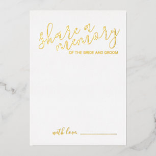 'Share a Memory' Modern Script Wedding Gold Folie Uitnodiging