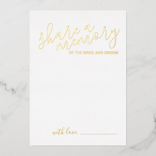 'Share a Memory' Modern Script Wedding Gold Folie Uitnodiging (Voorkant)