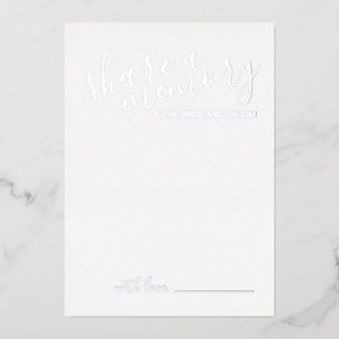 'Share a Memory' Modern Script Wedding Silver Folie Uitnodiging