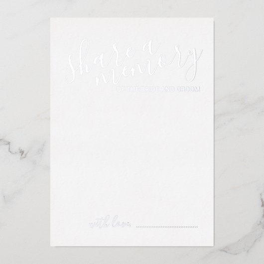 'Share a Memory' Modern Script Wedding Silver Folie Uitnodiging (Voorkant)