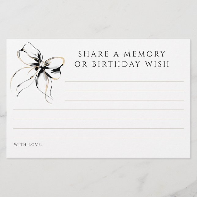 Share a Memory or Birthday Wish Black Bow Card (Voorkant)