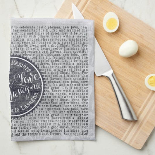 Share Love Serve Lasagna Lasagna Recipe Tea Towel Theedoek (Quarter Fold)