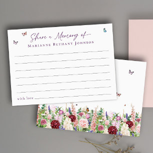 Share Memory Bloemen Vlinder Viering van het Leven Informatiekaartje