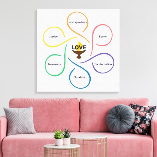 Shared Values Flower - Unitarian Universalist Flow Canvas Afdruk (Insitu (Woonkamer))