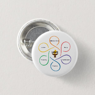 Shared Values Flower - Unitarian Universalist Flow Ronde Button 3,2 Cm