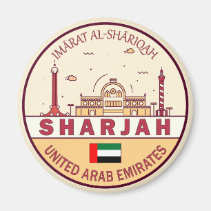 Sharjah United Arab Emirates City Skyline Emblem Magneet