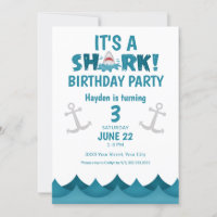 Shark 3e verjaardag uitnodiging