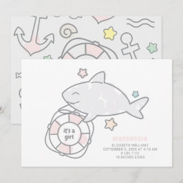 Shark Ahoy Baby Meisje Geboorte Aankondiging