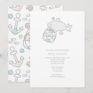 Shark Ahoy Baby shower Invitation Kaart