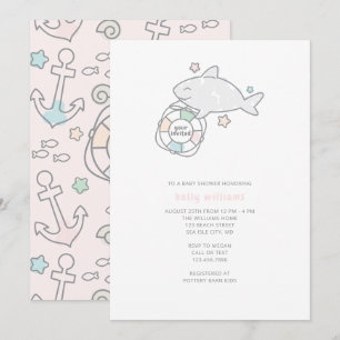 Shark Ahoy Meisje Baby shower Kaart