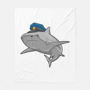 Shark als politieagent fleece deken