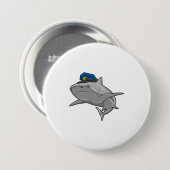 Shark als politieagent ronde button 7,6 cm (Voorkant /achterkant)