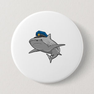 Shark als politieagent ronde button 7,6 cm