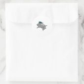 Shark als politieagent ronde sticker (Tas)