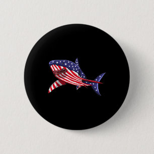 Shark American Flag Jawsome 4 juli Kinder jongens Ronde Button 5,7 Cm