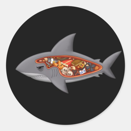 Shark Anatomy Ronde Sticker (Voorkant)