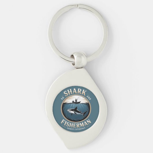 Shark and Fisherman Sleutelhanger (Voorkant)