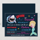 Shark and mermaid verjaardagsfeest gezamenlijke pa kaart (Voorkant / Achterkant)