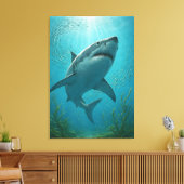 Shark and Small Fish Underwater Scene Canvas Afdruk (Insitu (Woonkamer))
