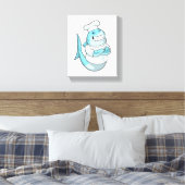 Shark as Chef with Cooking apron Canvas Afdruk (Insitu (Slaapkamer))