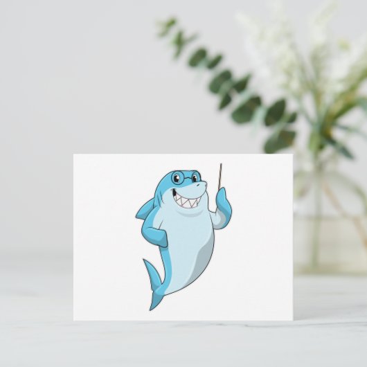 Shark as Teacher with Pointer Briefkaart (Staand voorkant)