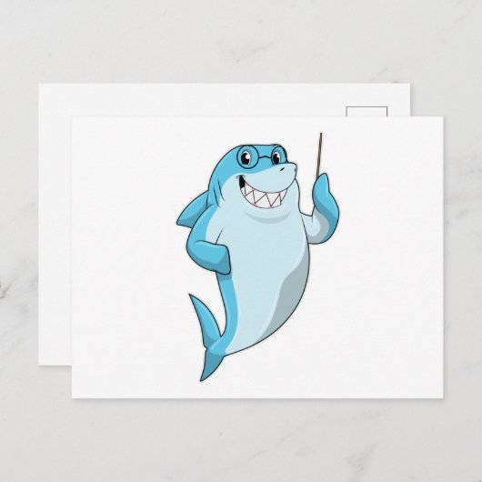Shark as Teacher with Pointer Briefkaart (Voorkant / Achterkant)
