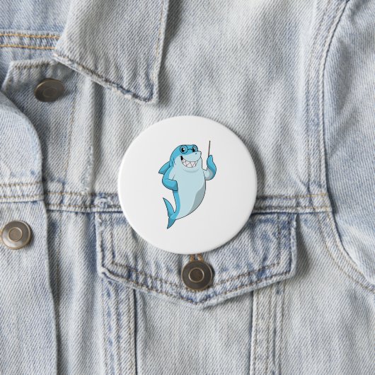 Shark as Teacher with Pointer Ronde Button 7,6 Cm (In situ)