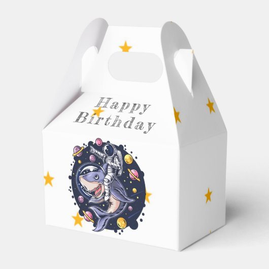 Shark Astronaut Space Birthday Party Favor Box Bedankdoosjes (Voorkant Zijde)