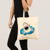 Shark Attack - Grote witte haaiensprongen van golv Tote Bag (Voorkant (product))
