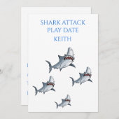 "SHARK ATTACK" JOUER DATE INVITATION (Devant / Derrière)