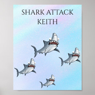"SHARK ATTACK" PERSONALISEERD POSTER