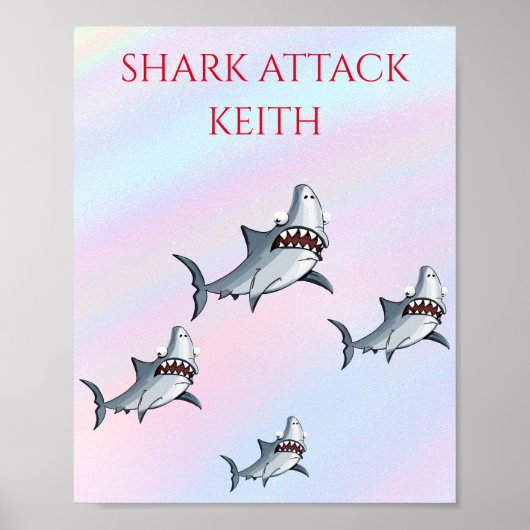 "SHARK ATTACK" PERSONALISEERD POSTER (Voorkant)