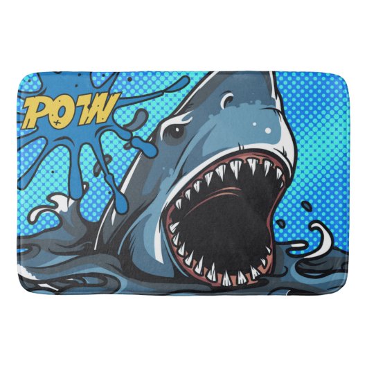 Shark Attack POW Superheld Comic Water Splat Badmat (Voorkant)