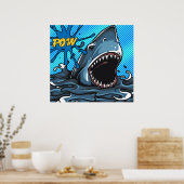 Shark Attack POW Superheld Comic Water Splat Poster (Keuken)
