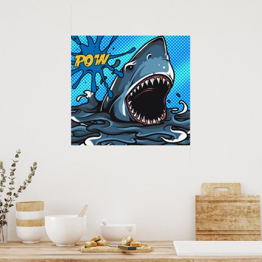 Shark Attack POW Superheld Comic Water Splat Poster (Keuken)