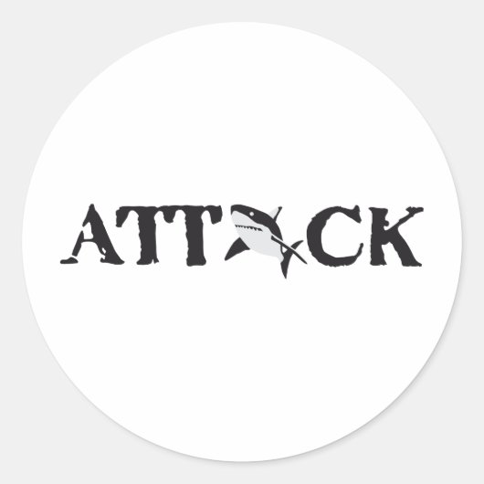 shark attack ronde sticker (Voorkant)