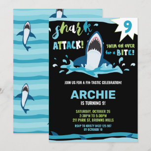 Shark Attack Verjaardagsfeestje Shark Boys Pool Pa Kaart