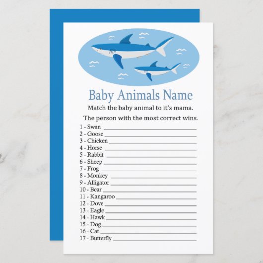 Shark Baby Animals Name Game (Voorkant / Achterkant)