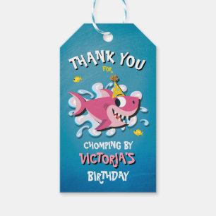 Shark Baby Meisje Verjaardagsfeestje Gift Labels Cadeaulabel
